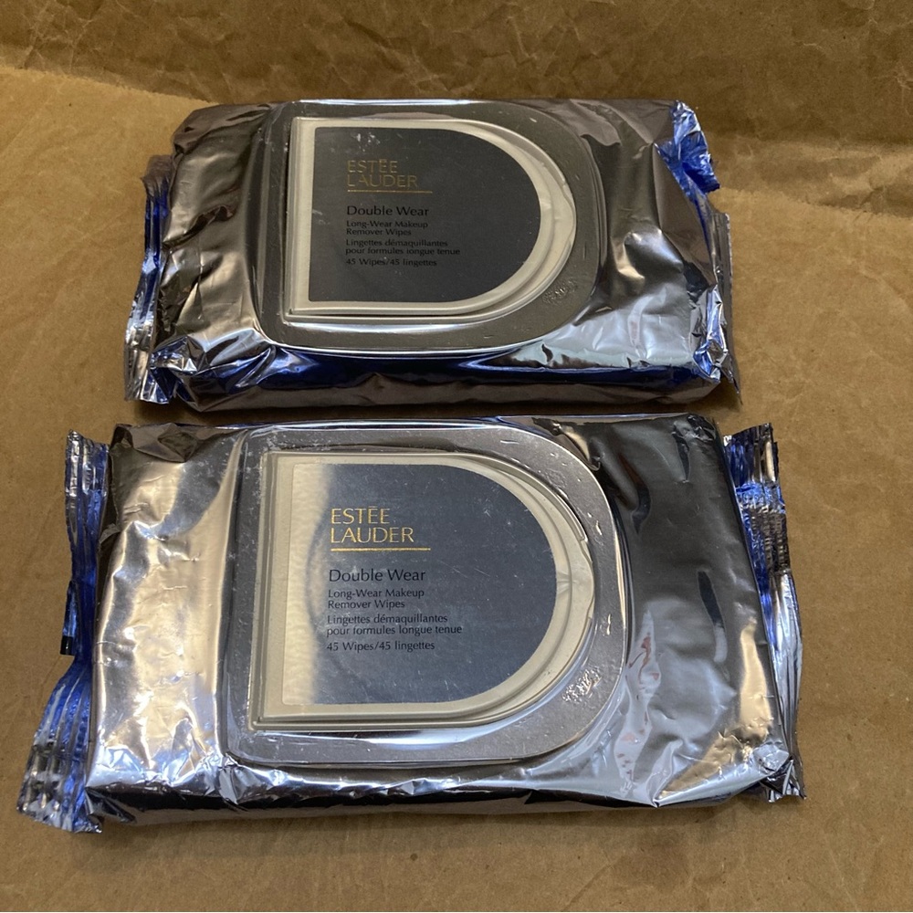 2 x estee lauder double wear long-wear makeup remover wipes